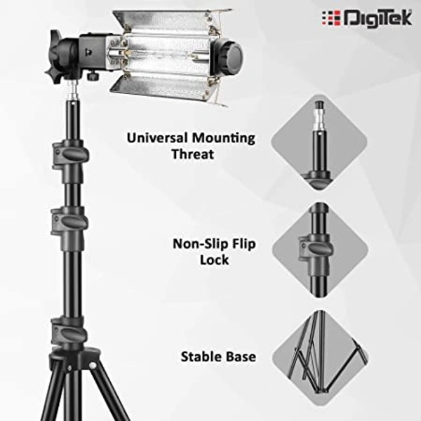 DIGITEK® Heavy-Duty Porta Kit (250cm in Height) with Pair of Light Stands, Porta Lights Pair of Umbrellas and Carry Bag for Studio Setup (Porta Kit 9FT L)